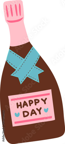 illustration of a bottle of wine with a label