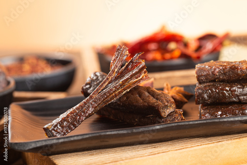 Dried beef jerky, beef strips