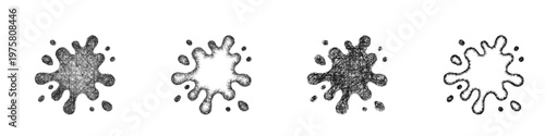 Sketch paint splatter icon design set