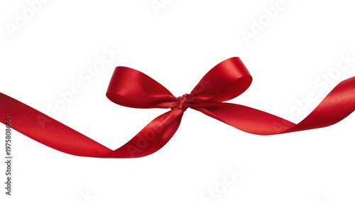 Obraz na płótnie Crimson satin ribbon bow with flowing streamers