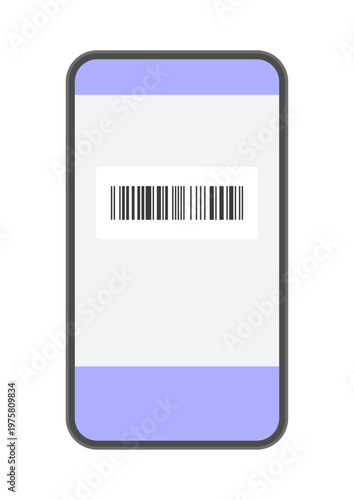 バーコードを表示したスマートフォンの画面のイラスト - シンプルなキャッシュレスやコード決済の素材