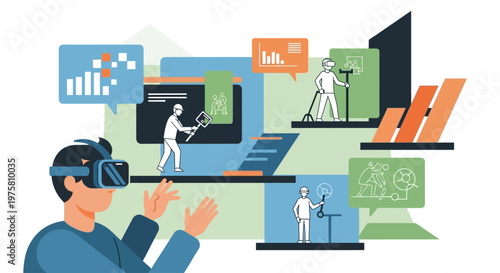 Virtual reality technology concept with person wearing VR headset