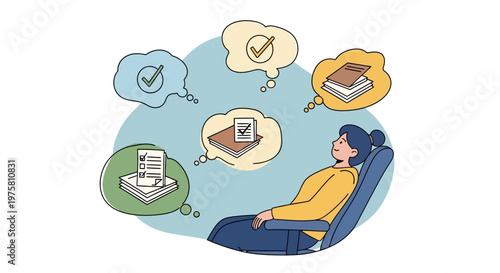 Woman relaxing with thoughts of reading and learning