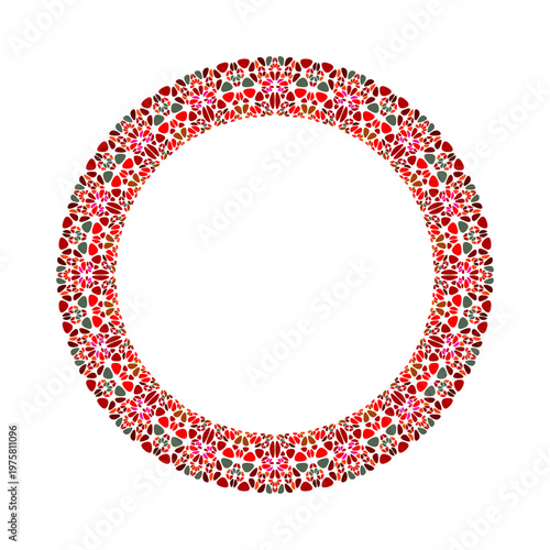 Geometrical stone mosaic wreath - circular round vector element