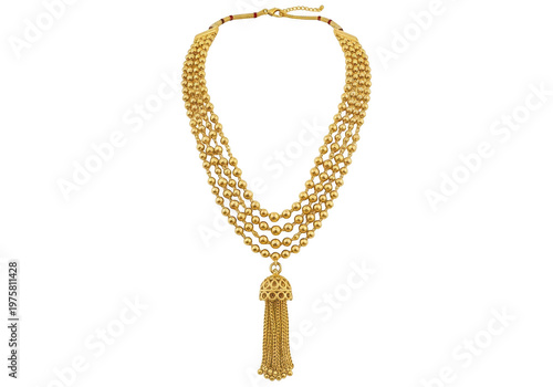 Golden necklace with tassel pendant