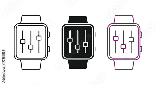 Smartwatch with adjustable settings and digital interface displaying control sliders on a modern wearable device
