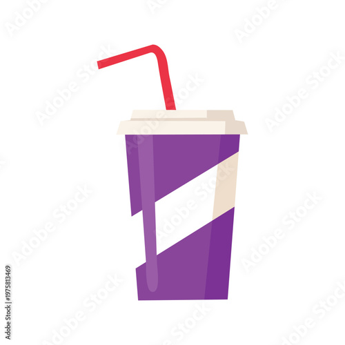 Purple paper cup with straw