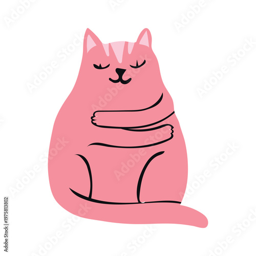 Cute pink cat illustration