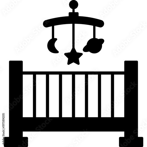Baby Bed Icon Glyph Style Infant Crib Nursery Sleep Symbol