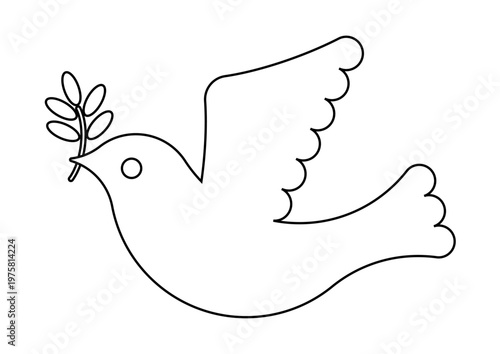 平和の鳩のシンプルな黒縁アイコン