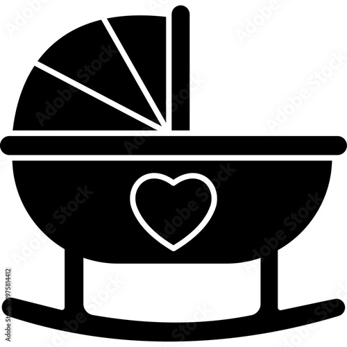 Baby Cot Icon Glyph Style Infant Crib Nursery Furniture Sleep Symbol