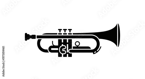 Black silhouette of a trumpet musical instrument