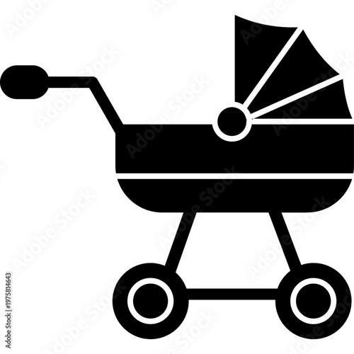 Baby Buggy Icon Glyph Style Stroller Infant Transport Nursery Symbol