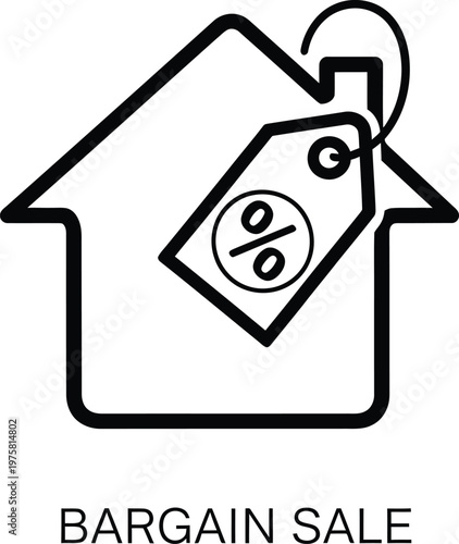 House with percentage tag representing real estate bargain sales and discounts