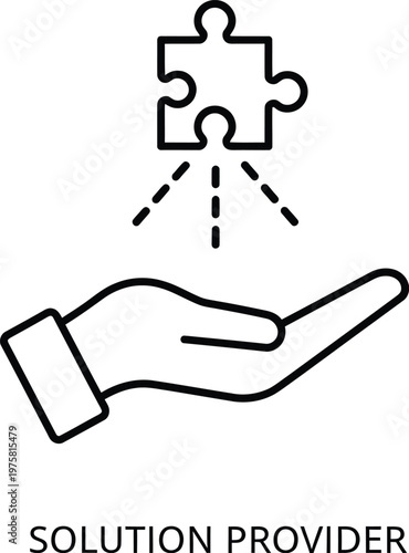Hand holding puzzle pieces representing solutions connection and problem solving
