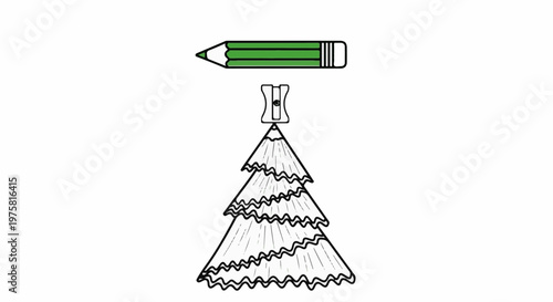 Green pencil sharpens into a tree-shaped creation