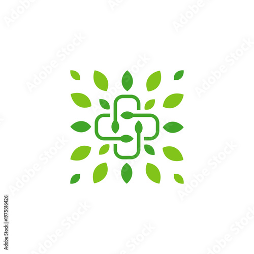 Green leafy logo design element symbol.