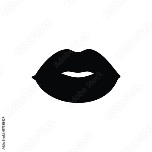 Lips silhouette icon vector flat design.