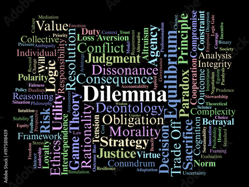 Schilderij op canvas Dilemma Word Cloud