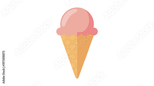 Strawberry ice cream cone illustration – Great for confectionery marketing, summer holiday themes, or food blog graphics.