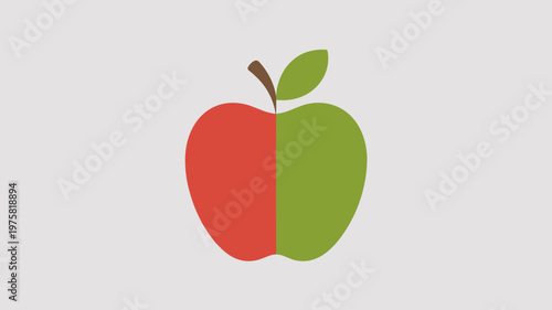 Flat design apple vector with leaf – Great for organic food logos, school cafeteria signage, or wellness blog graphics.