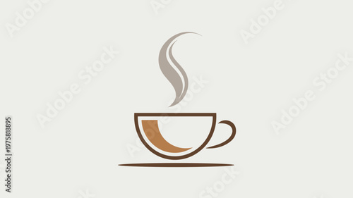 Modern coffee cup vector with steam – Suitable for digital workspace themes, hospitality brochures, or daily routine articles.