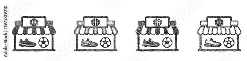 Sketch sports store icon design set