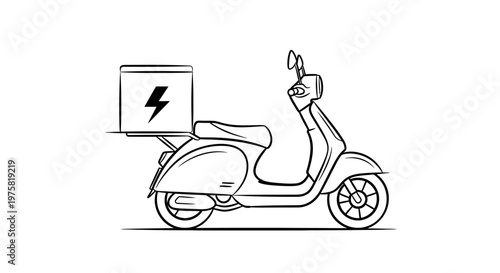 Electric scooter with delivery box.