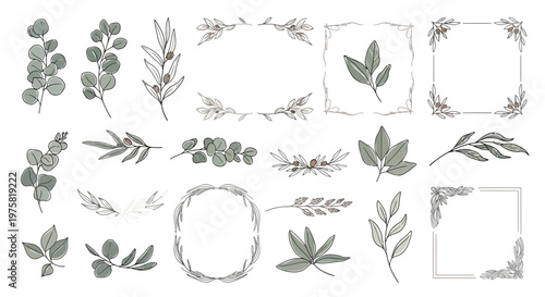 Elegant Botanical Frame Elements.
