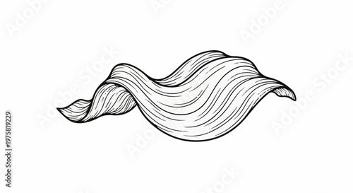 A flowing, stylized representation of strands of hair rendered in black outline