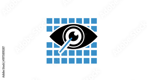 Eye with magnifying glass icon.