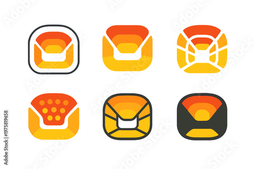 Heatmapping Logo Variations. Heatmapping. Icon set. Set Logo of heatmapping: stadium seating chart glowing with crowd intensity. harmonious logo variations of