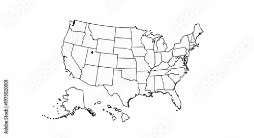 Outline map of the contiguous United States, Alaska, and Hawaii