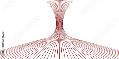 A flat lay illustration featuring pink and white paper fans and red textured lace fabric creates a vector design inspired by love and fashion