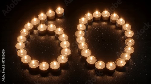 Glowing candles in 60 shape.