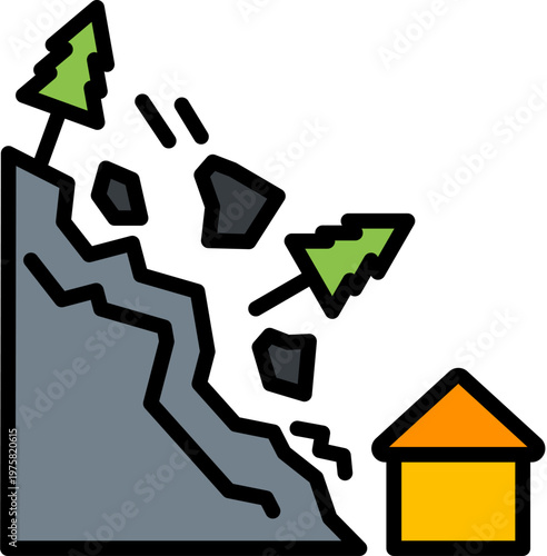 Landslide Event lineal color icon