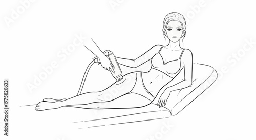 Woman receiving laser hair removal treatment on her leg