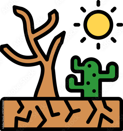 Drought Season lineal color icon