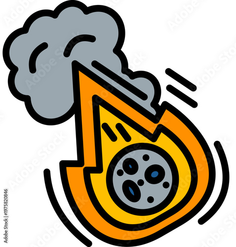 Meteor Impact lineal color icon