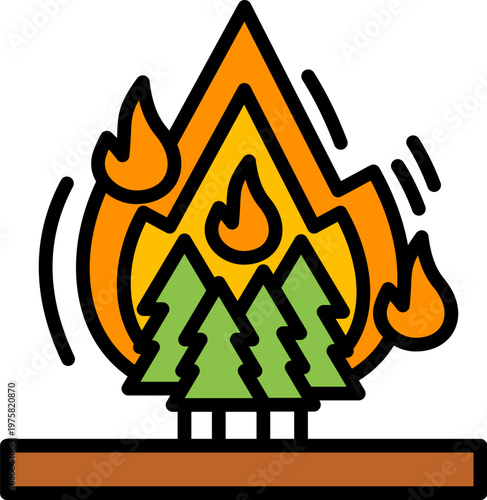 Forest Fire lineal color icon