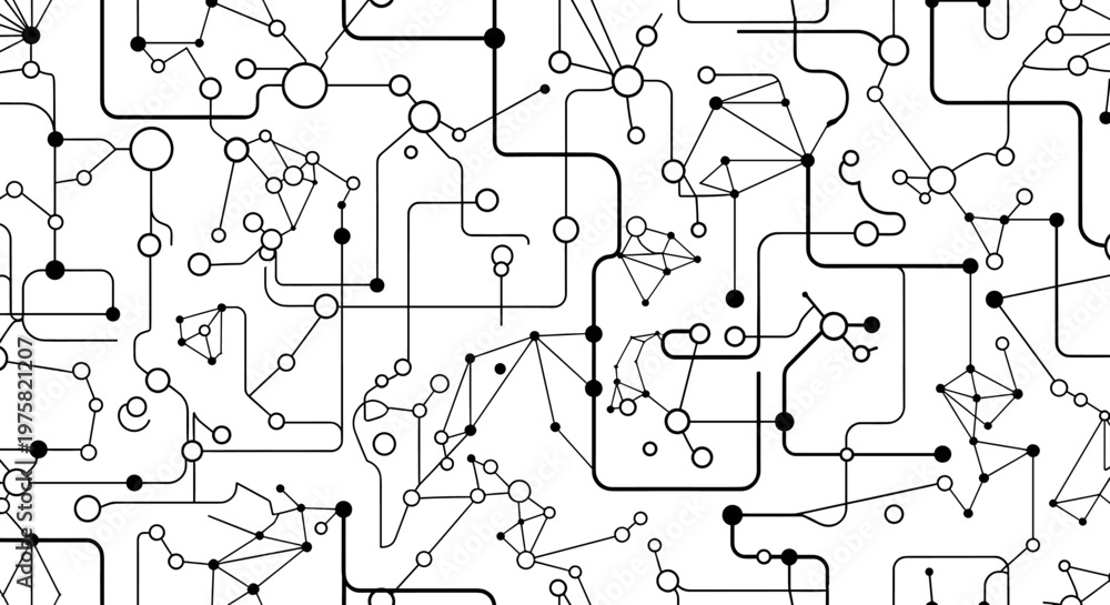 Obraz premium An abstract graphic representing interconnectedness and complex systems. Ideal for illustrating technology, data, and communication concepts in modern