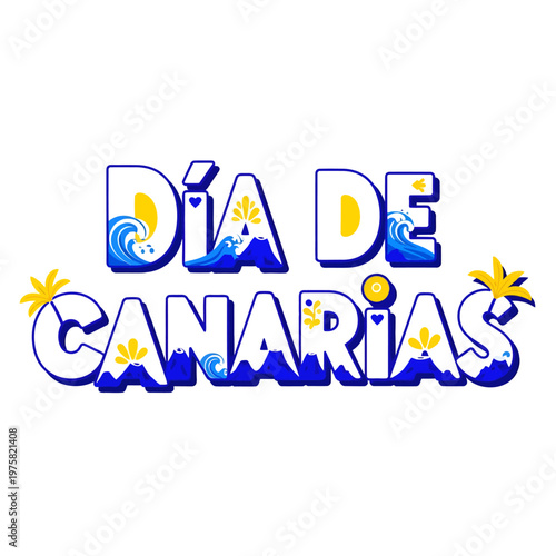 Celebrating Canary Islands Day with festive text illustration