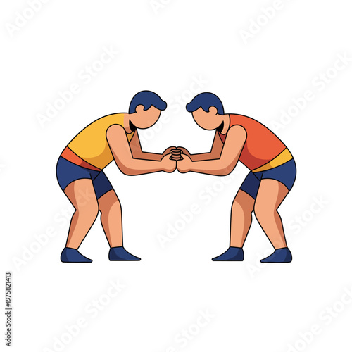 Two men engage in arm wrestling on Canary Islands Day celebration