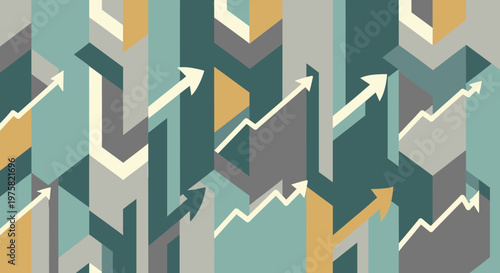 A modern abstract design conveying forward momentum and upward trend, ideal for illustrating business growth, positive change, and strategic direction