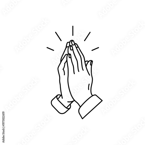 Hands together in prayer gesture.