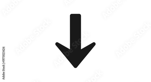 Black Downward Arrow Symbol on White Background