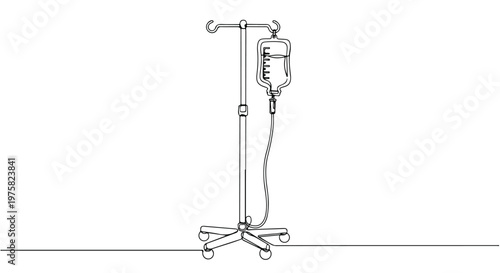 Medical IV Drip Stand with Bag Vector Illustration