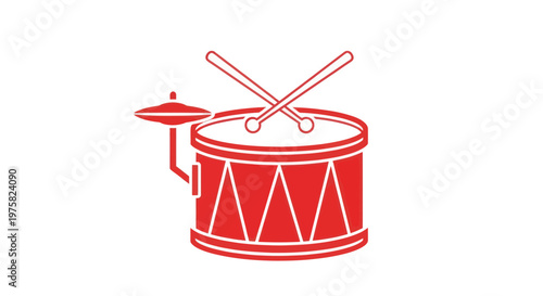 Red drum with crossed drumsticks and cymbal icon