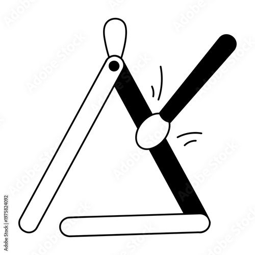 A doodle style icon depicting a triangle percussion
