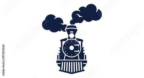 Vintage Steam Train Silhouette, Classic Locomotive Emblem, Transportation Icon